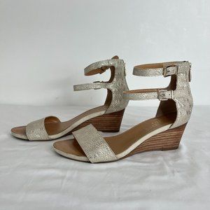 Gold Metallic Wedge Sandals - Franco Sarto - Size 7.5